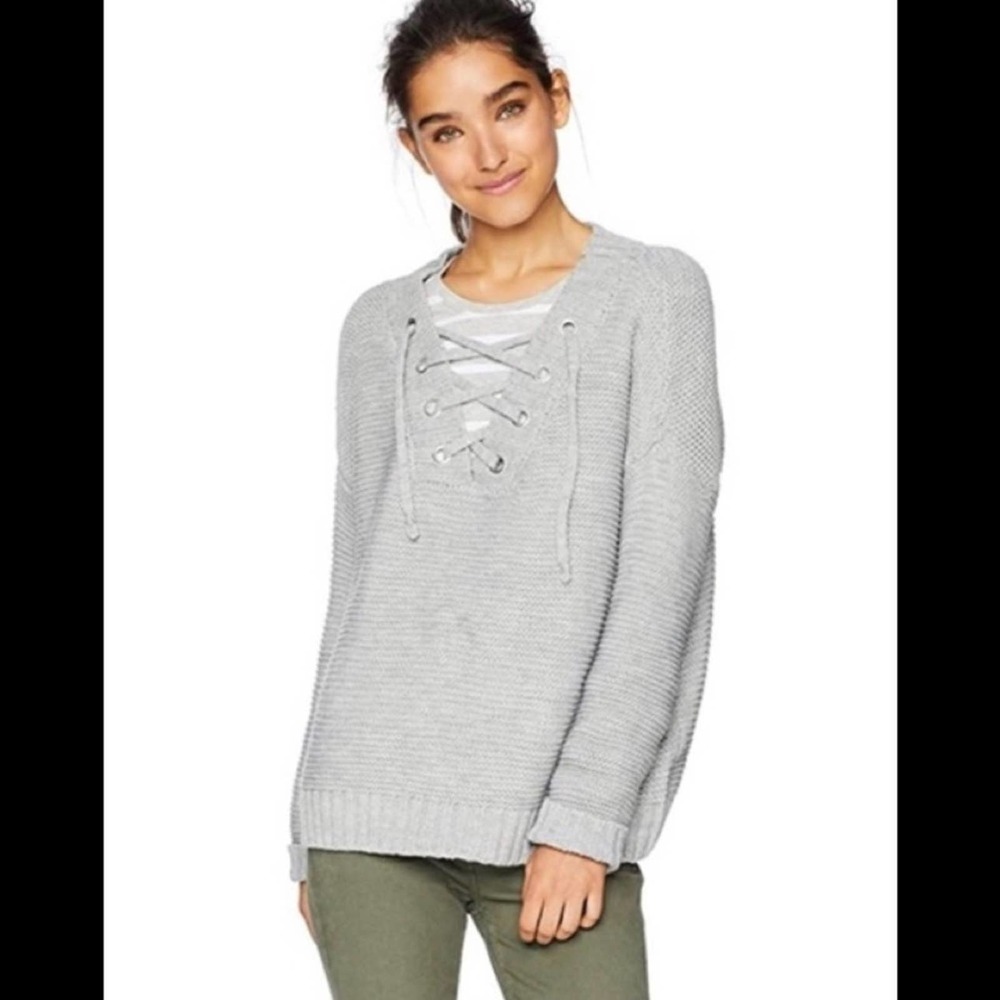 Jack By BB Dakota Hey Ms Carter Chunky Lace up Front Detail Knit Sweater Small - Picture 1 of 11